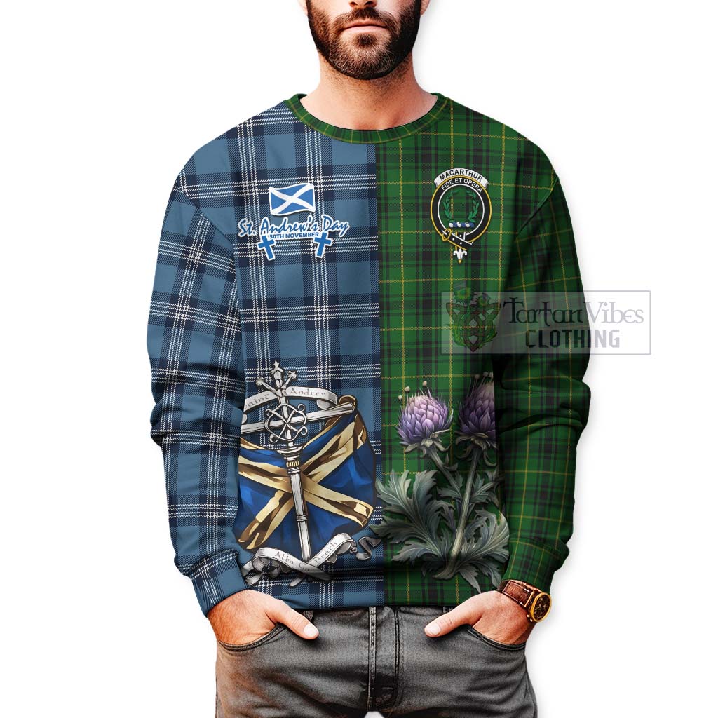 Tartan Vibes Clothing MacArthur (McArthur) Tartan Sweatshirt Happy St. Andrew's Day Half Tartan Style