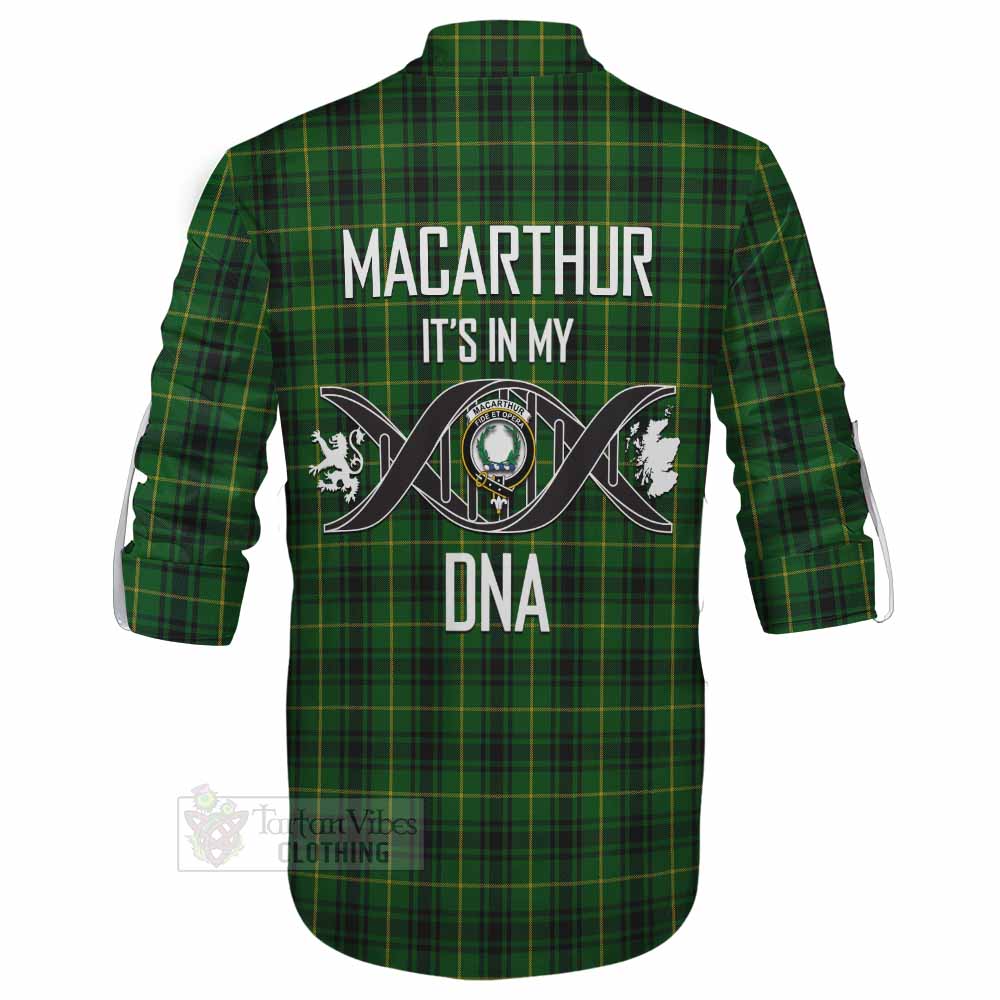 Tartan Vibes Clothing MacArthur (McArthur) Tartan Ghillie Kilt Shirt with Family Crest DNA In Me Style