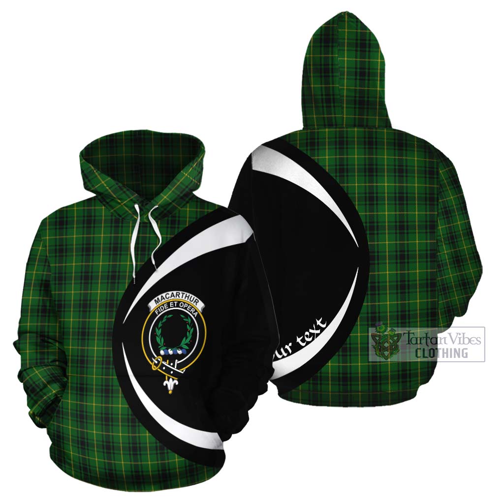 Tartan Vibes Clothing MacArthur (McArthur) Tartan Cotton Hoodie with Family Crest Circle Style