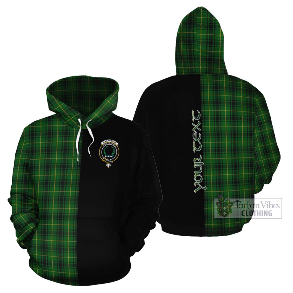 Tartan Vibes Clothing MacArthur (McArthur) Tartan Cotton Hoodie with Family Crest and Half Of Me Style