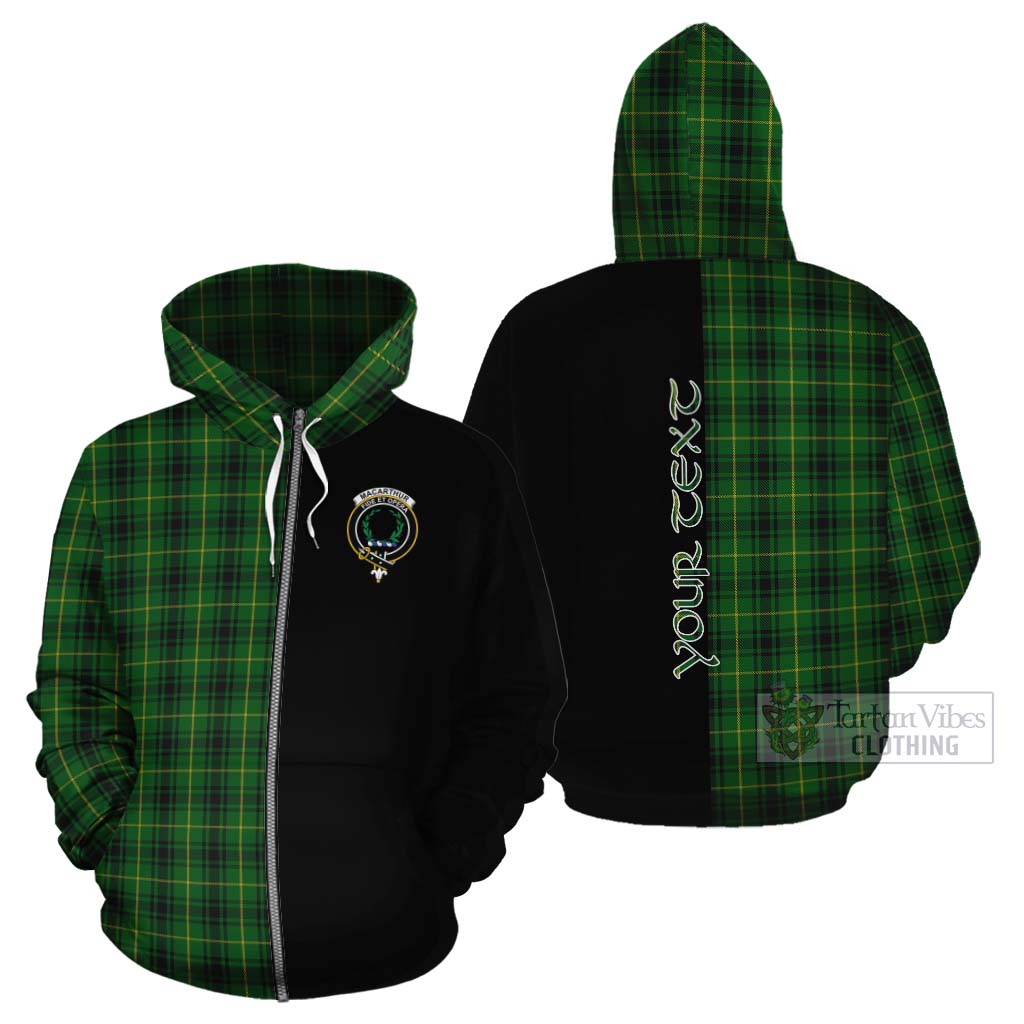 Tartan Vibes Clothing MacArthur (McArthur) Tartan Cotton Hoodie with Family Crest and Half Of Me Style