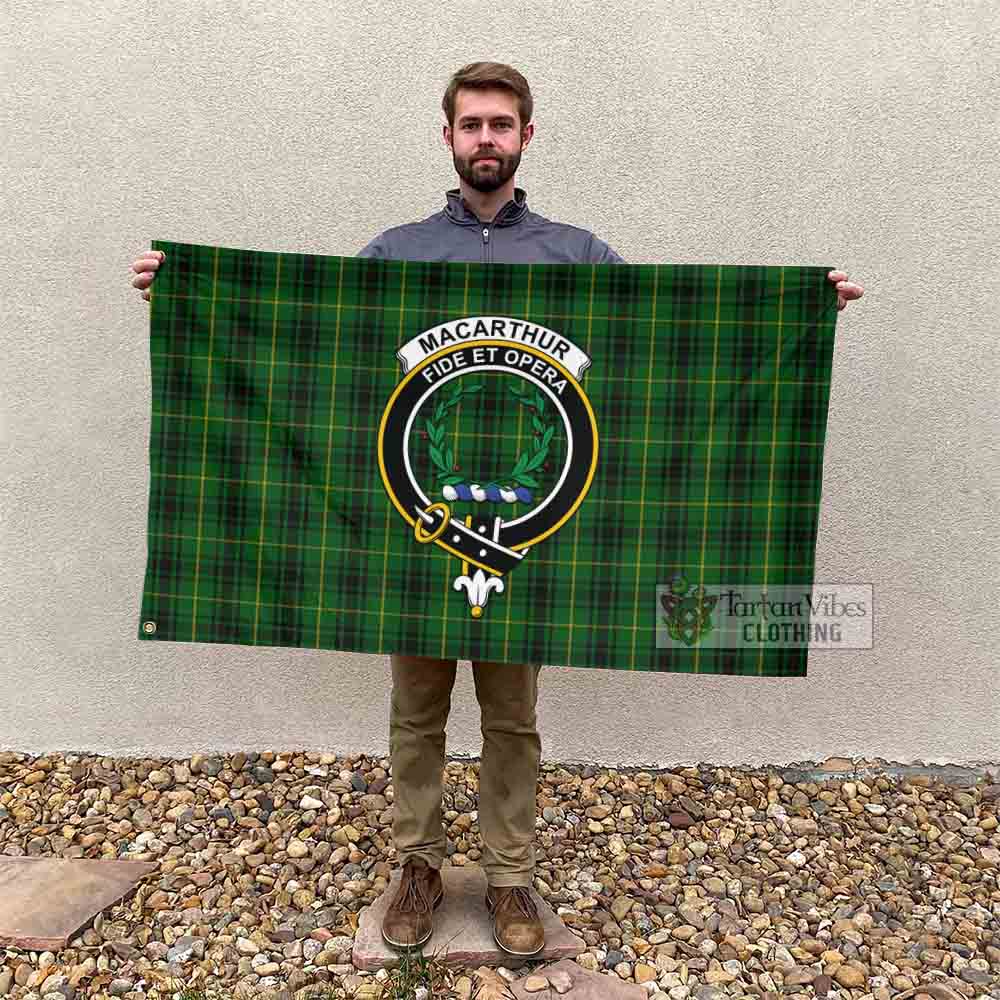 Tartan Vibes Clothing MacArthur (McArthur) Tartan House Flag with Family Crest