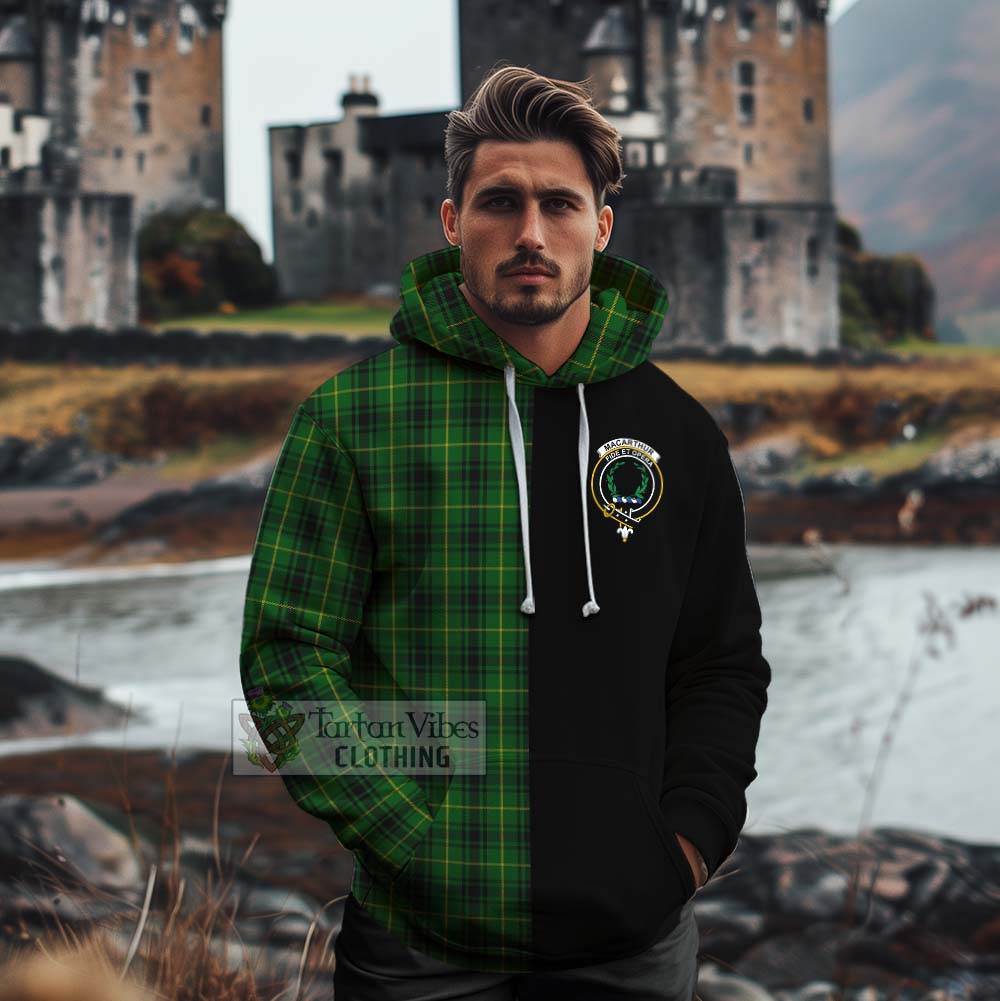 Tartan Vibes Clothing MacArthur (McArthur) Tartan Cotton Hoodie with Family Crest and Half Of Me Style