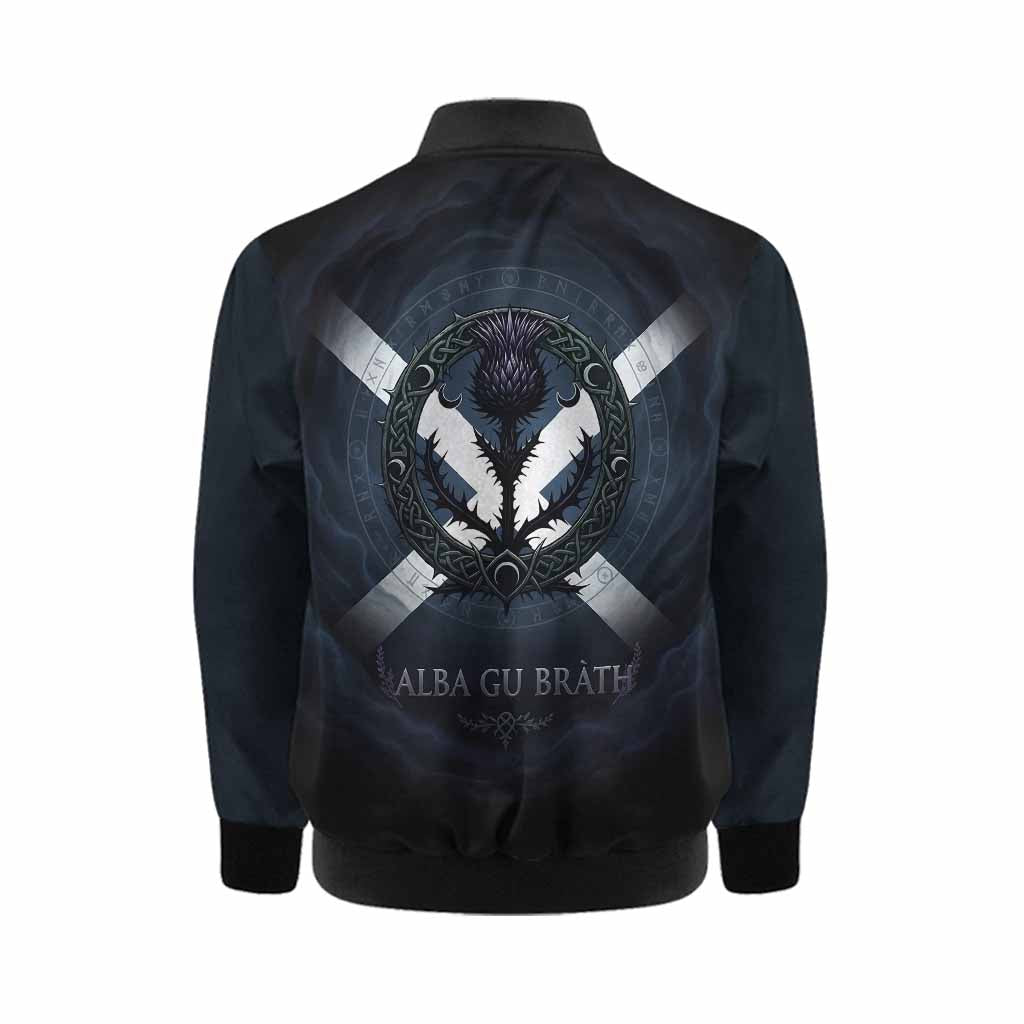 MacArthur (McArthur) Clan Crest Kid Bomber Jacket with Celtic Knot Thistle and Saltire Kid - Tartan Vibes Clothing