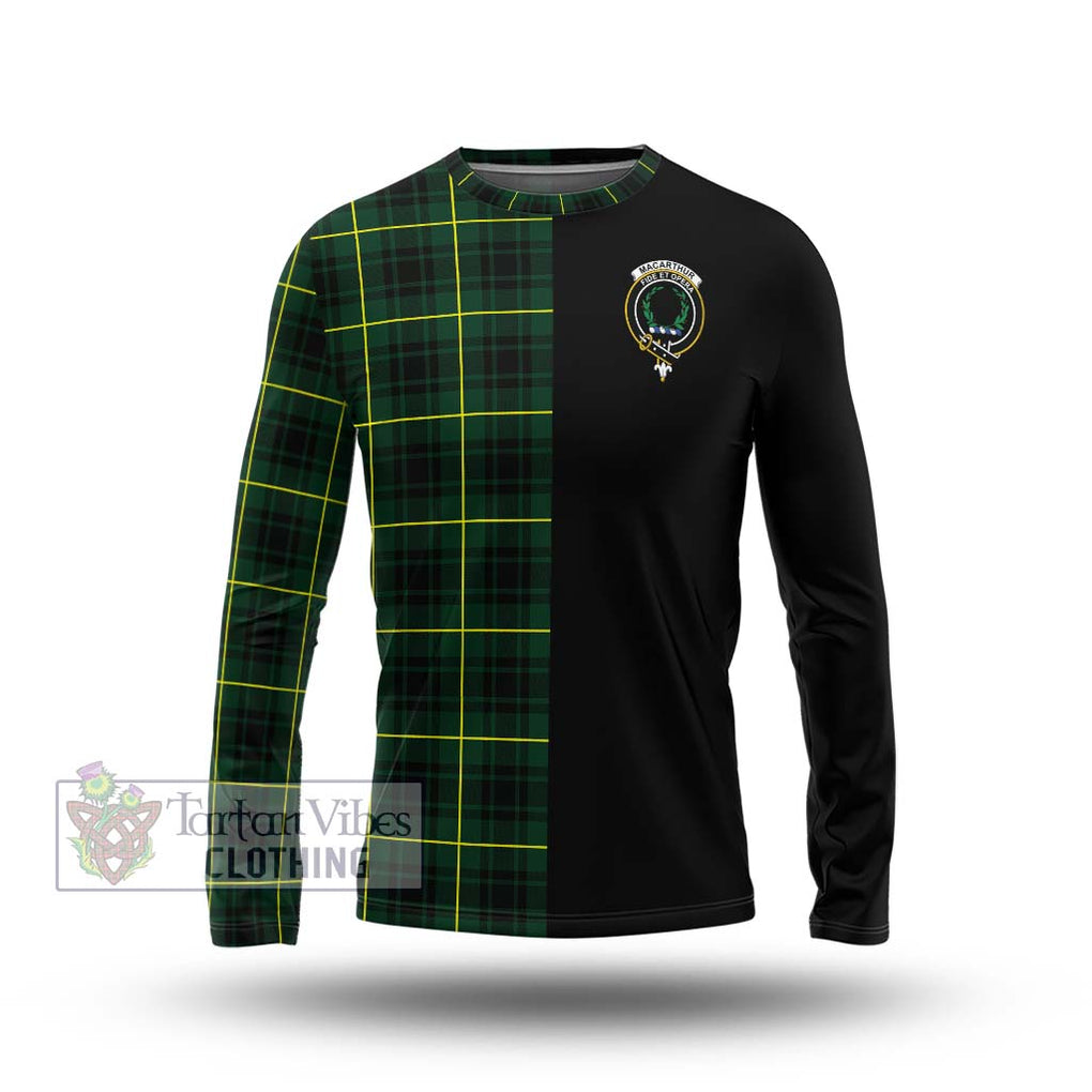 MacArthur Modern Tartan Long Sleeve T-Shirt with Family Crest and Half Of Me Style Unisex - Tartanvibesclothing Shop