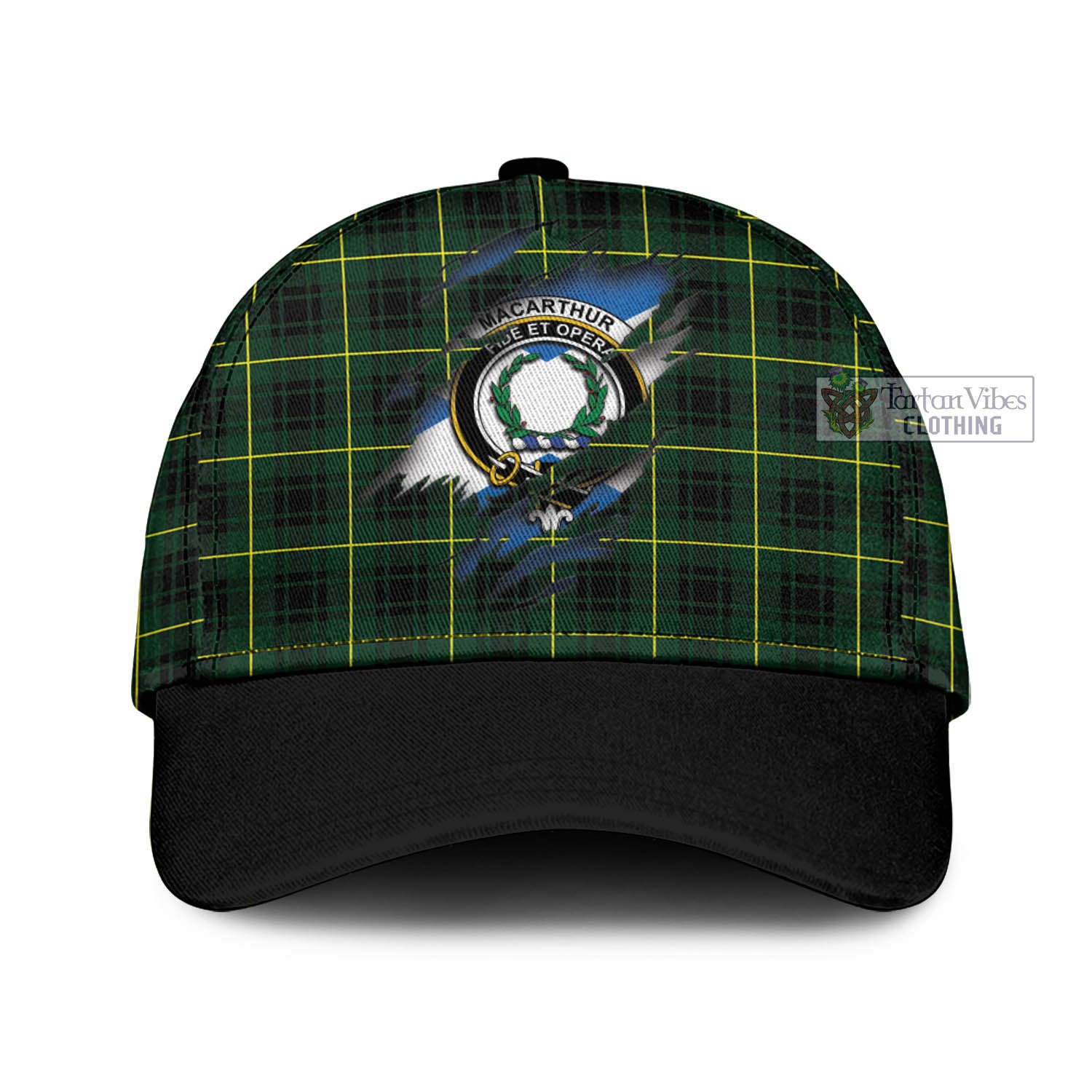 Tartan Vibes Clothing MacArthur Modern Tartan Classic Cap with Family Crest In Me Style