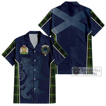 MacArthur Modern Tartan Short Sleeve Button Shirt with Family Crest and Lion Rampant Vibes Sport Style