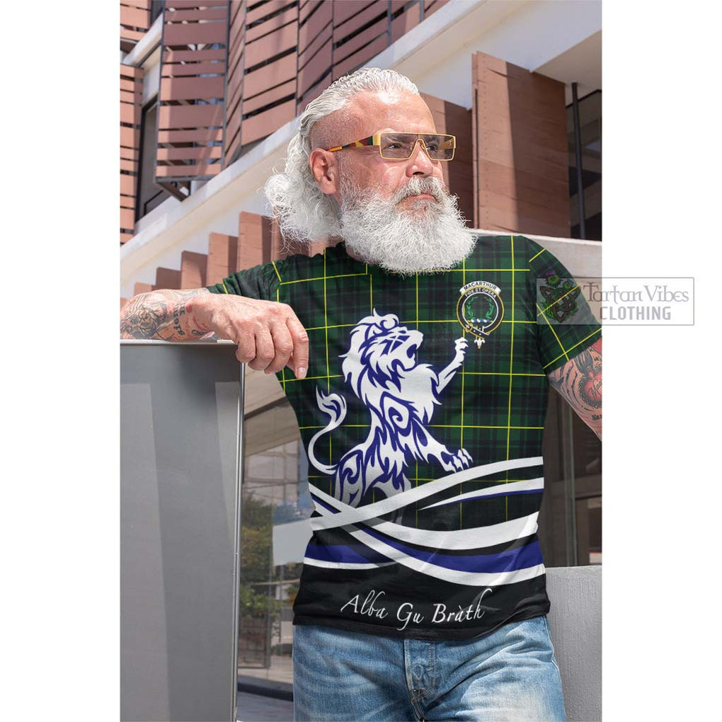 Tartan Vibes Clothing MacArthur Modern Tartan Cotton T-shirt with Alba Gu Brath Regal Lion Emblem