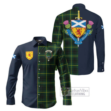 MacArthur Modern Tartan Long Sleeve Button Shirt Alba with Scottish Lion Royal Arm Half Style