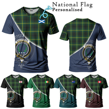 MacArthur Modern Tartan T-Shirt with Personalised National Flag and Family Crest Half Style