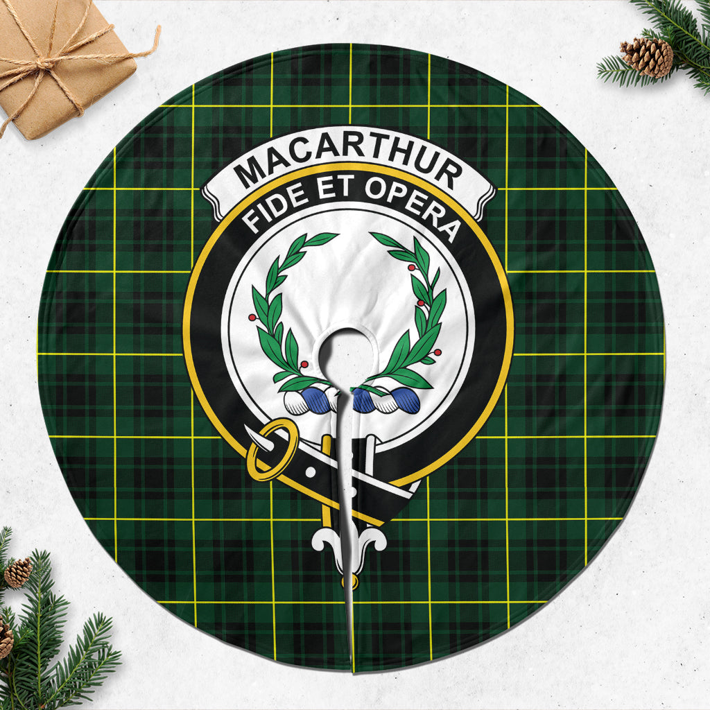 MacArthur Modern Tartan Christmas Tree Skirt with Family Crest - Tartanvibesclothing