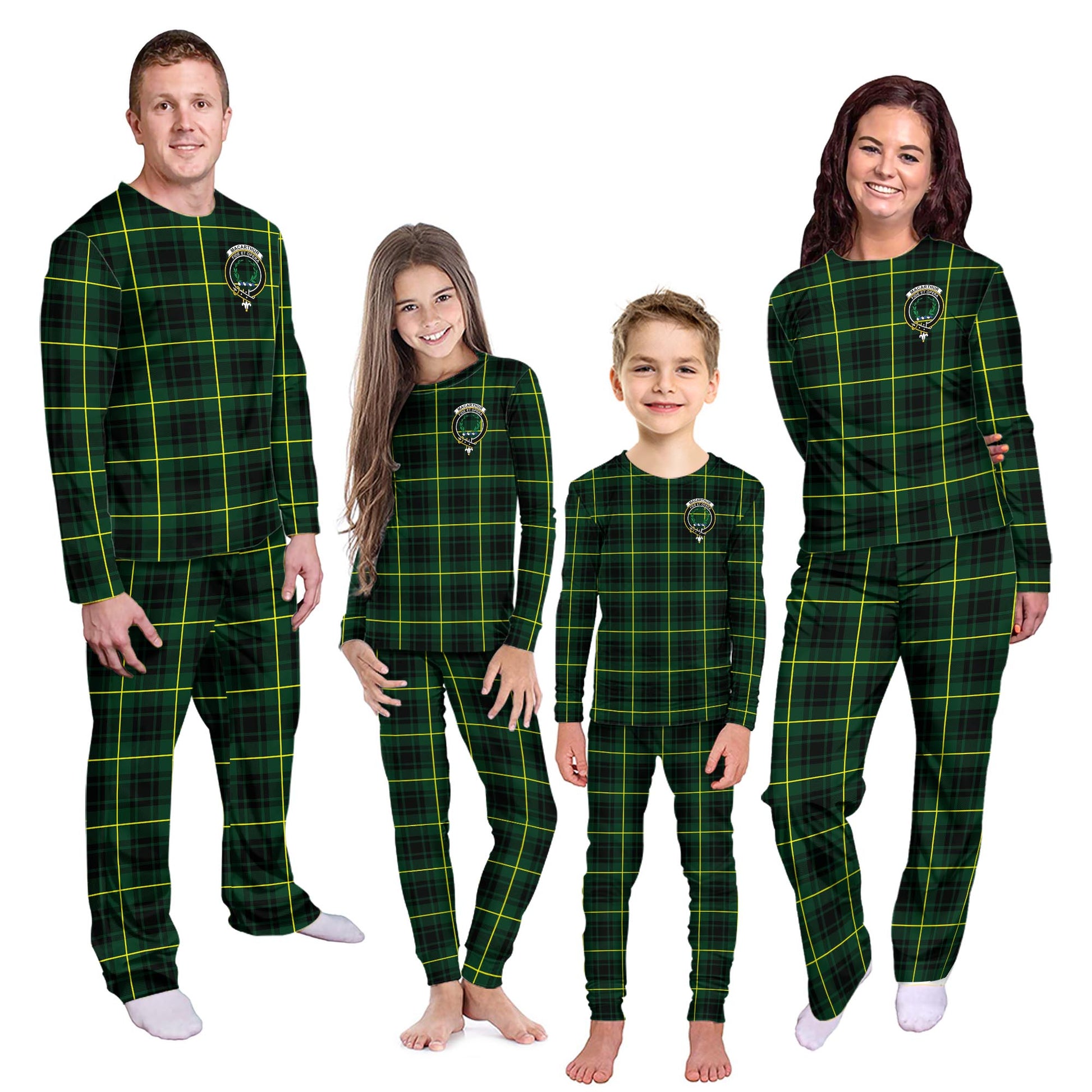 MacArthur Modern Tartan Pajamas Family Set with Family Crest - Tartanvibesclothing