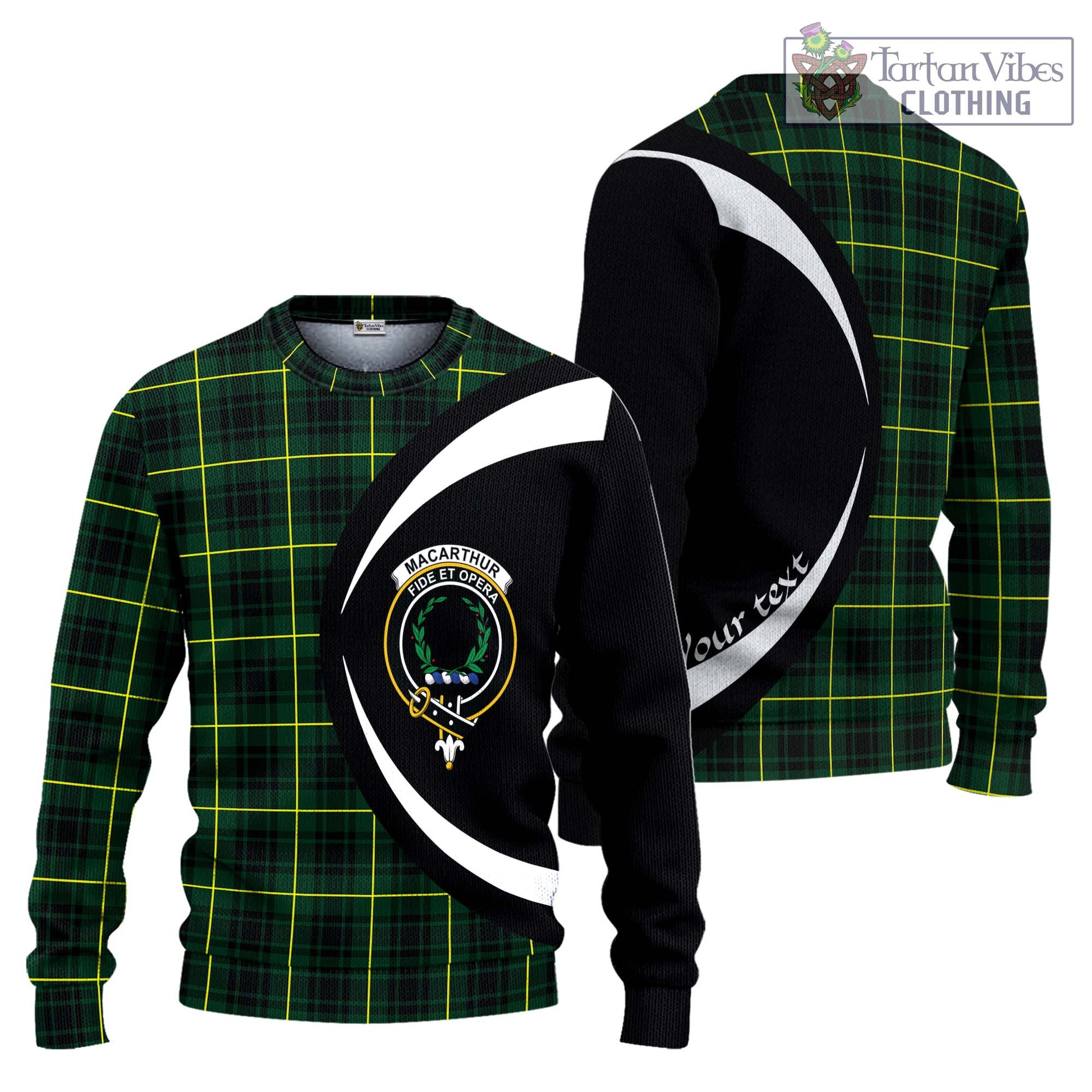 MacArthur Modern Tartan Knitted Sweater with Family Crest Circle Style Unisex - Tartan Vibes Clothing