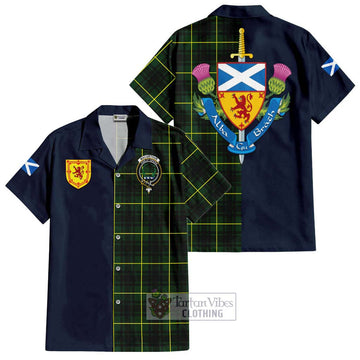 MacArthur Modern Tartan Short Sleeve Button Shirt Alba with Scottish Lion Royal Arm Half Style