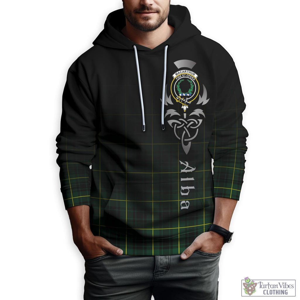 Tartan Vibes Clothing MacArthur Modern Tartan Hoodie Featuring Alba Gu Brath Family Crest Celtic Inspired