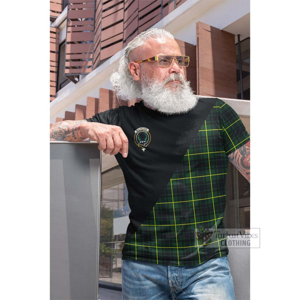 Tartan Vibes Clothing MacArthur Modern Tartan Cotton T-shirt with Family Crest and Military Logo Style