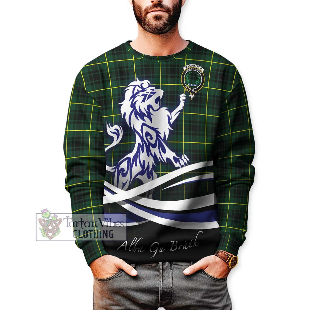 MacArthur Modern Tartan Sweatshirt with Alba Gu Brath Regal Lion Emblem Unisex - Tartanvibesclothing Shop