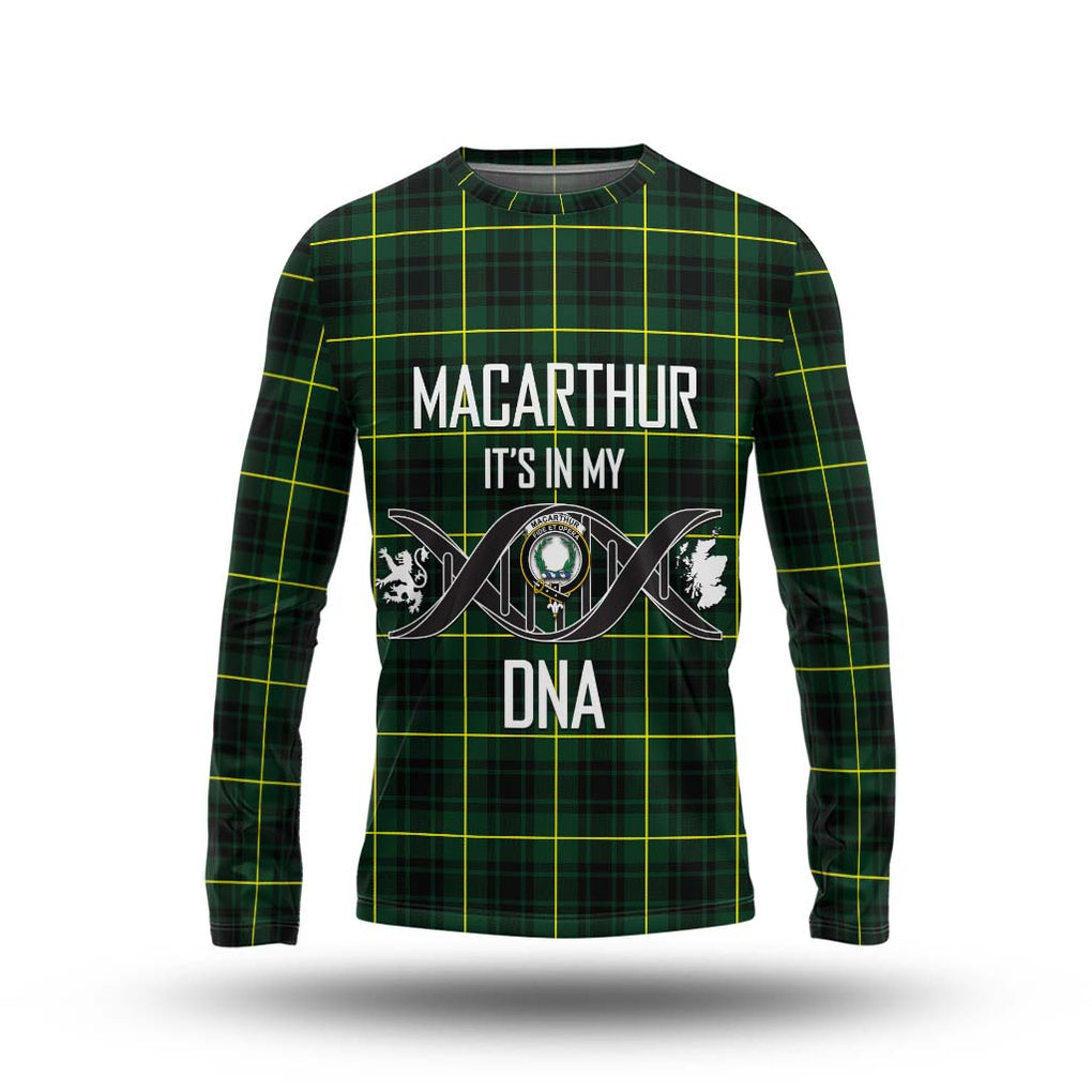 MacArthur Modern Tartan Long Sleeve T-Shirt with Family Crest DNA In Me Style Unisex - Tartanvibesclothing Shop