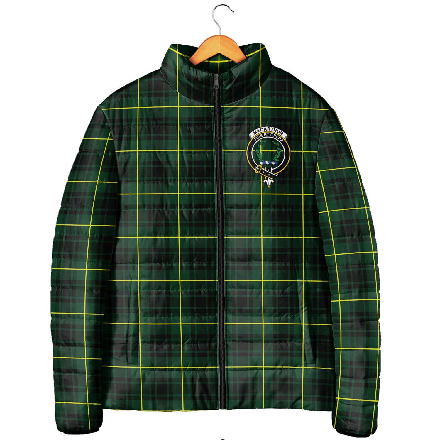 MacArthur Modern Tartan Padded Jacket with Family Crest Men's Padded Jacket - Tartan Vibes Clothing