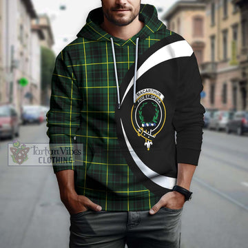 MacArthur Modern Tartan Hoodie with Family Crest Circle Style