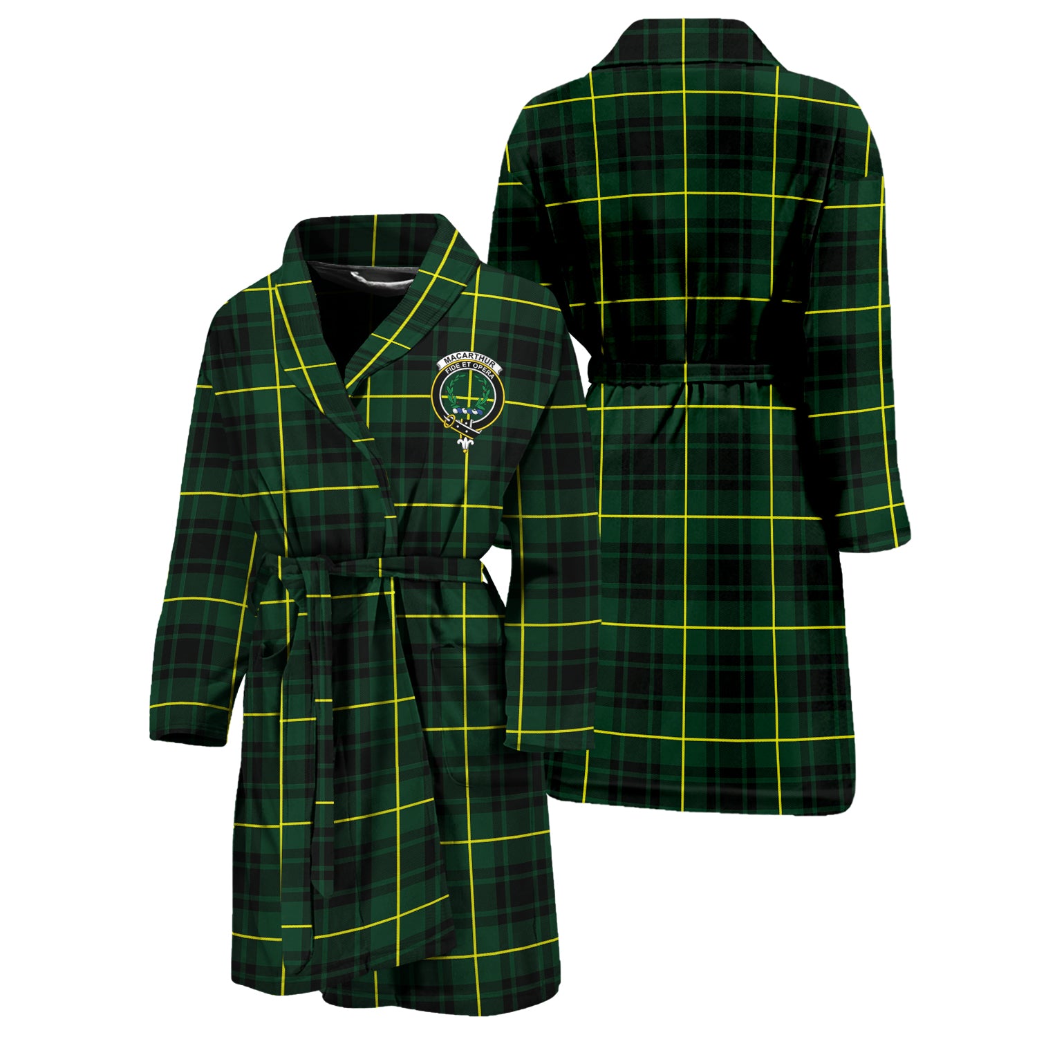 MacArthur Modern Tartan Bathrobe with Family Crest Unisex S - Tartan Vibes Clothing