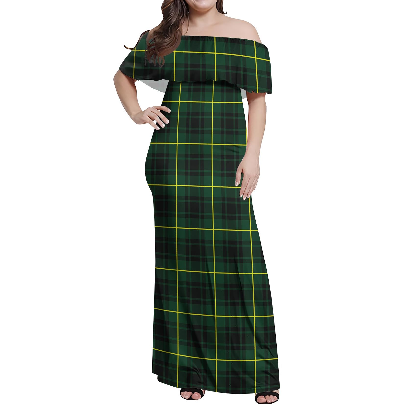 MacArthur Modern Tartan Off Shoulder Long Dress Women's Dress - Tartanvibesclothing