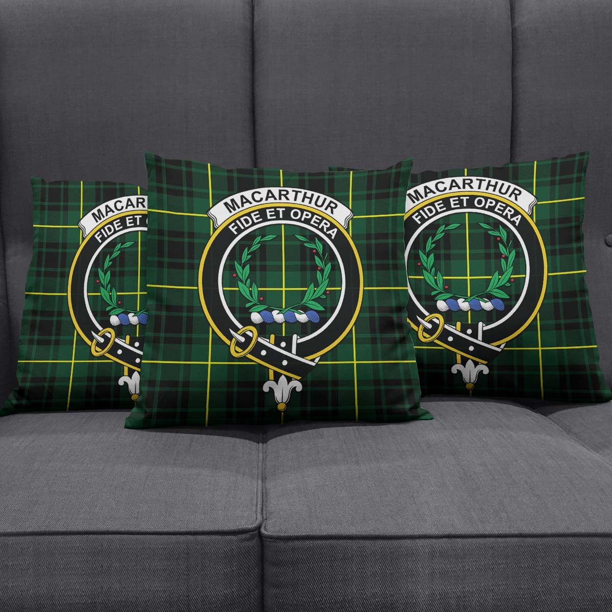 MacArthur Modern Tartan Pillow Cover with Family Crest Square Pillow Cover - Tartanvibesclothing