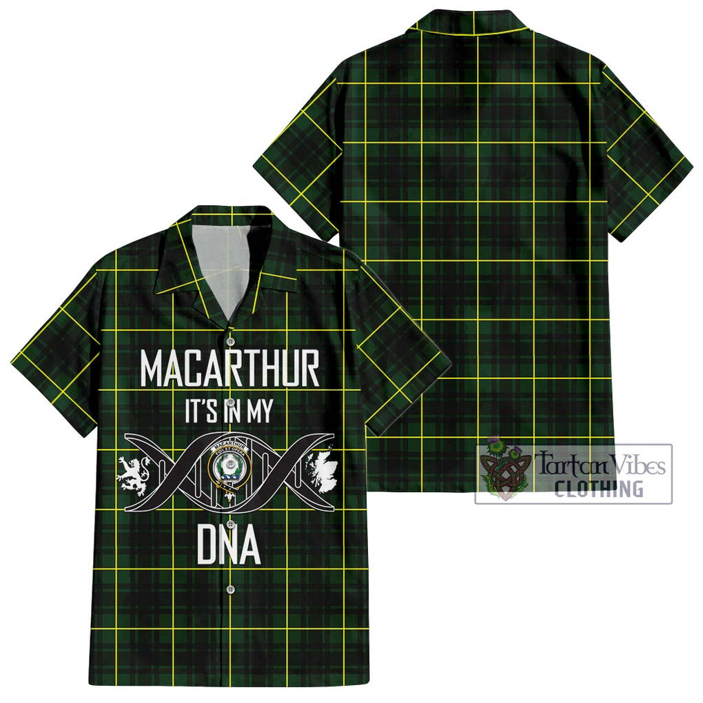 MacArthur Modern Tartan Short Sleeve Button Shirt with Family Crest DNA In Me Style Kid - Tartanvibesclothing Shop