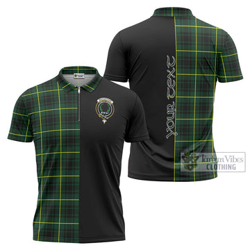 MacArthur Modern Tartan Zipper Polo Shirt with Family Crest and Half Of Me Style