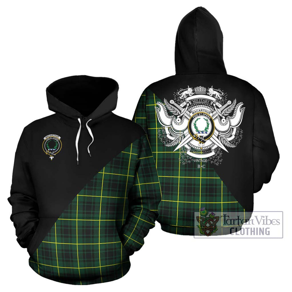 MacArthur Modern Tartan Hoodie with Family Crest and Military Logo Style Zip Hoodie - Tartanvibesclothing Shop