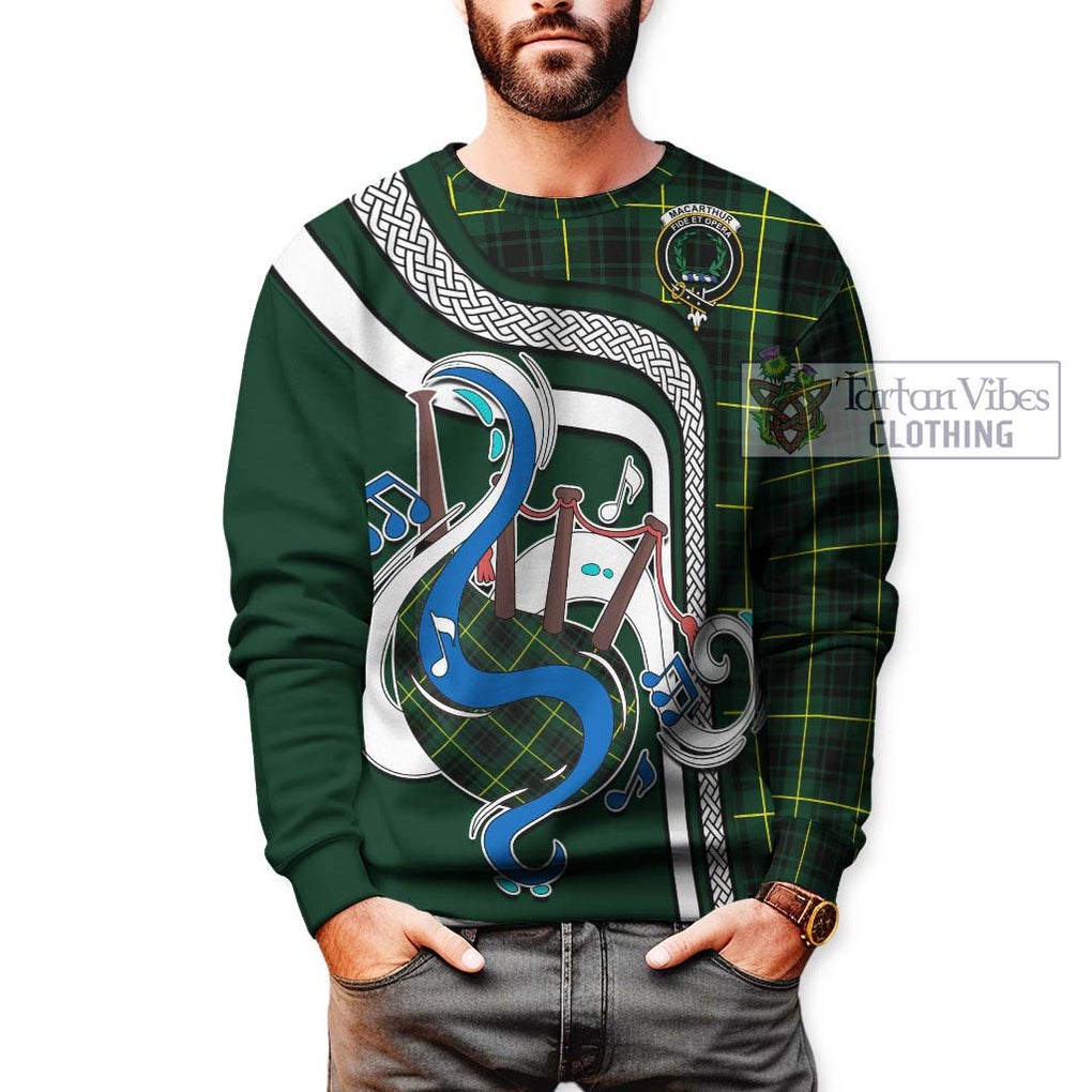 Tartan Vibes Clothing MacArthur Modern Tartan Sweatshirt with Epic Bagpipe Style