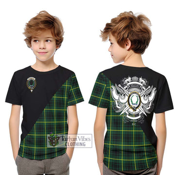 MacArthur Modern Tartan Kid T-Shirt with Family Crest and Military Logo Style