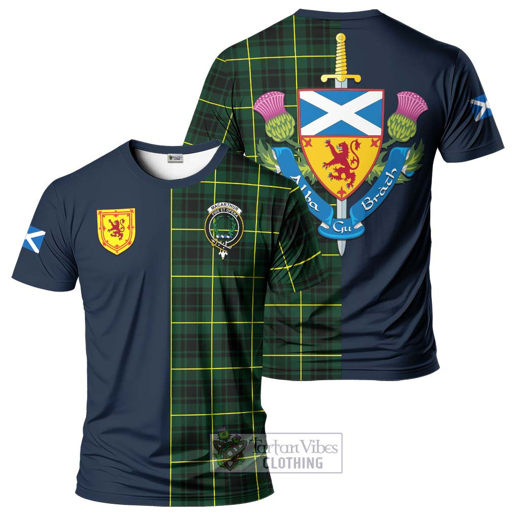 Tartan Vibes Clothing MacArthur Modern Tartan T-Shirt Alba with Scottish Lion Royal Arm Half Style