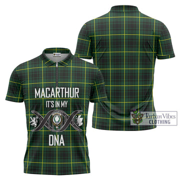 MacArthur Modern Tartan Zipper Polo Shirt with Family Crest DNA In Me Style