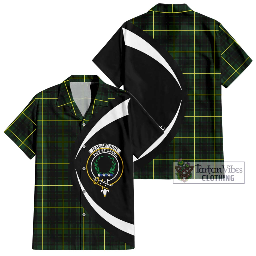 MacArthur Modern Tartan Short Sleeve Button Up with Family Crest Circle Style Kid - Tartan Vibes Clothing