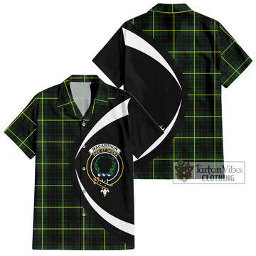 MacArthur Modern Tartan Short Sleeve Button Up with Family Crest Circle Style