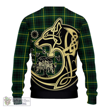 MacArthur Modern Tartan Ugly Sweater with Family Crest Celtic Wolf Style