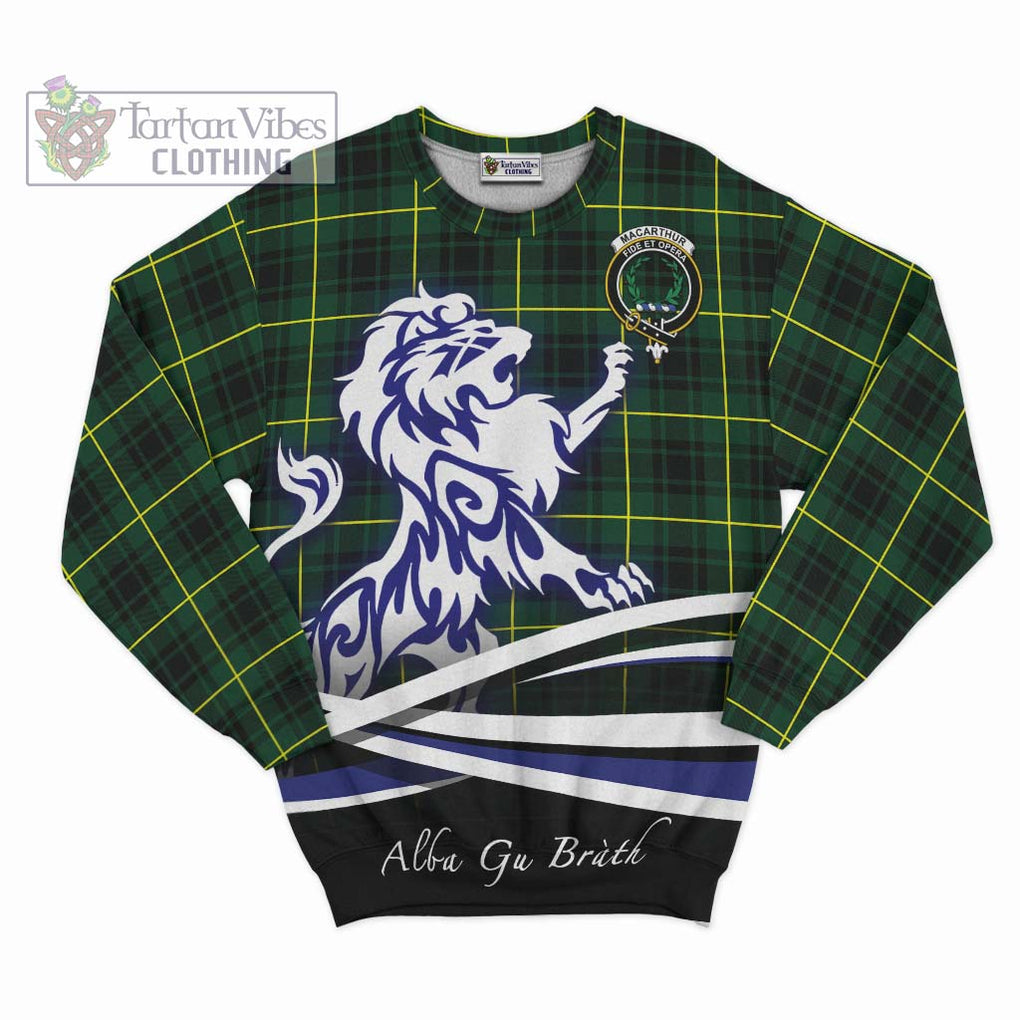 MacArthur Modern Tartan Sweatshirt with Alba Gu Brath Regal Lion Emblem - Tartanvibesclothing Shop