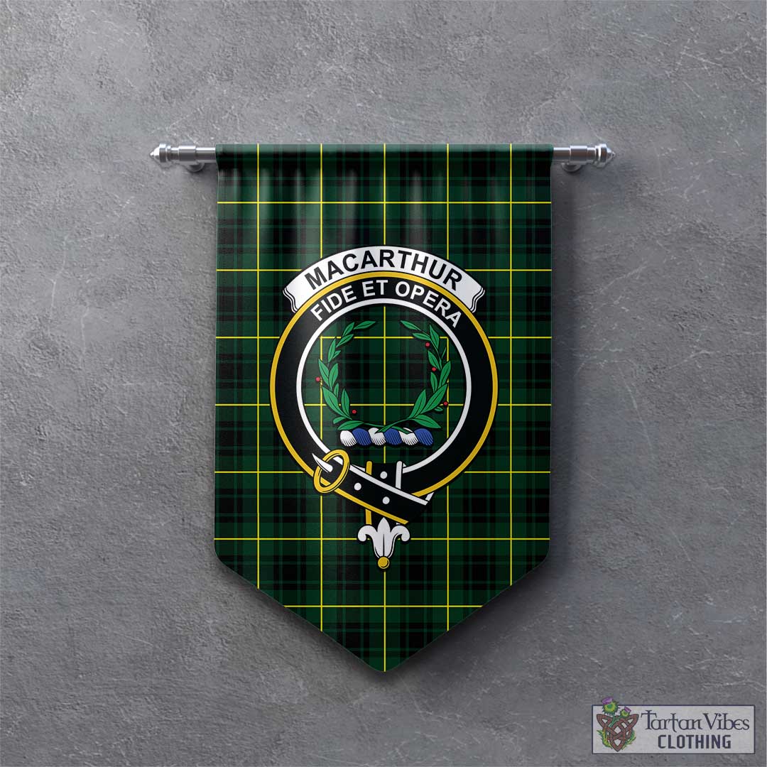 Tartan Vibes Clothing MacArthur Modern Tartan Gonfalon, Tartan Banner with Family Crest