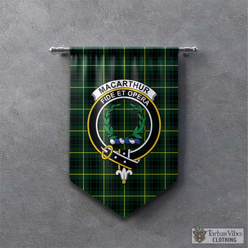 MacArthur Modern Tartan Gonfalon, Tartan Banner with Family Crest