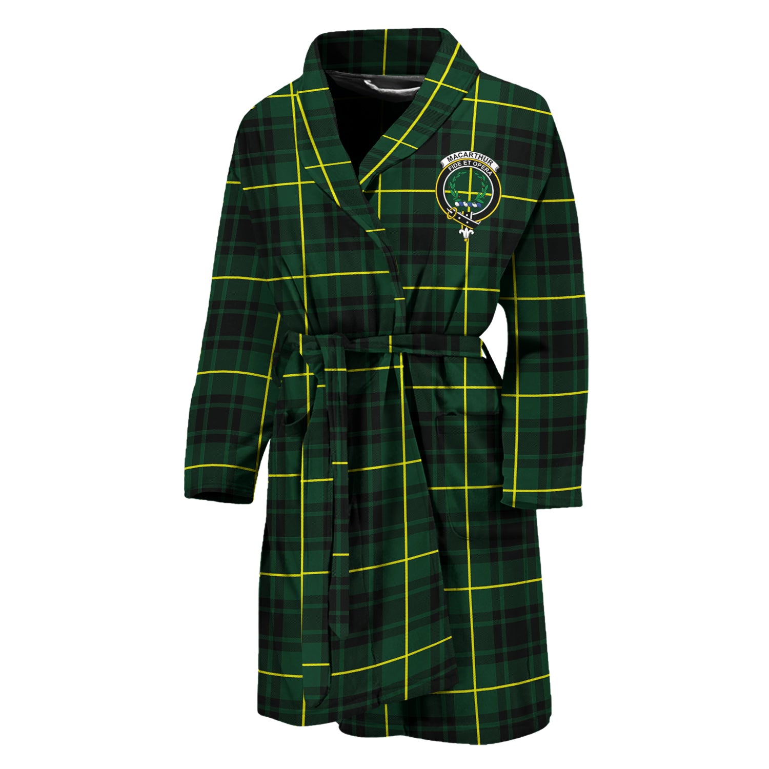 MacArthur Modern Tartan Bathrobe with Family Crest Unisex M - Tartan Vibes Clothing