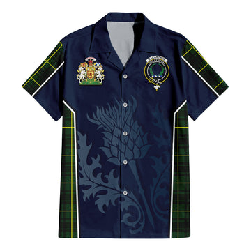 MacArthur Modern Tartan Short Sleeve Button Up Shirt with Family Crest and Scottish Thistle Vibes Sport Style