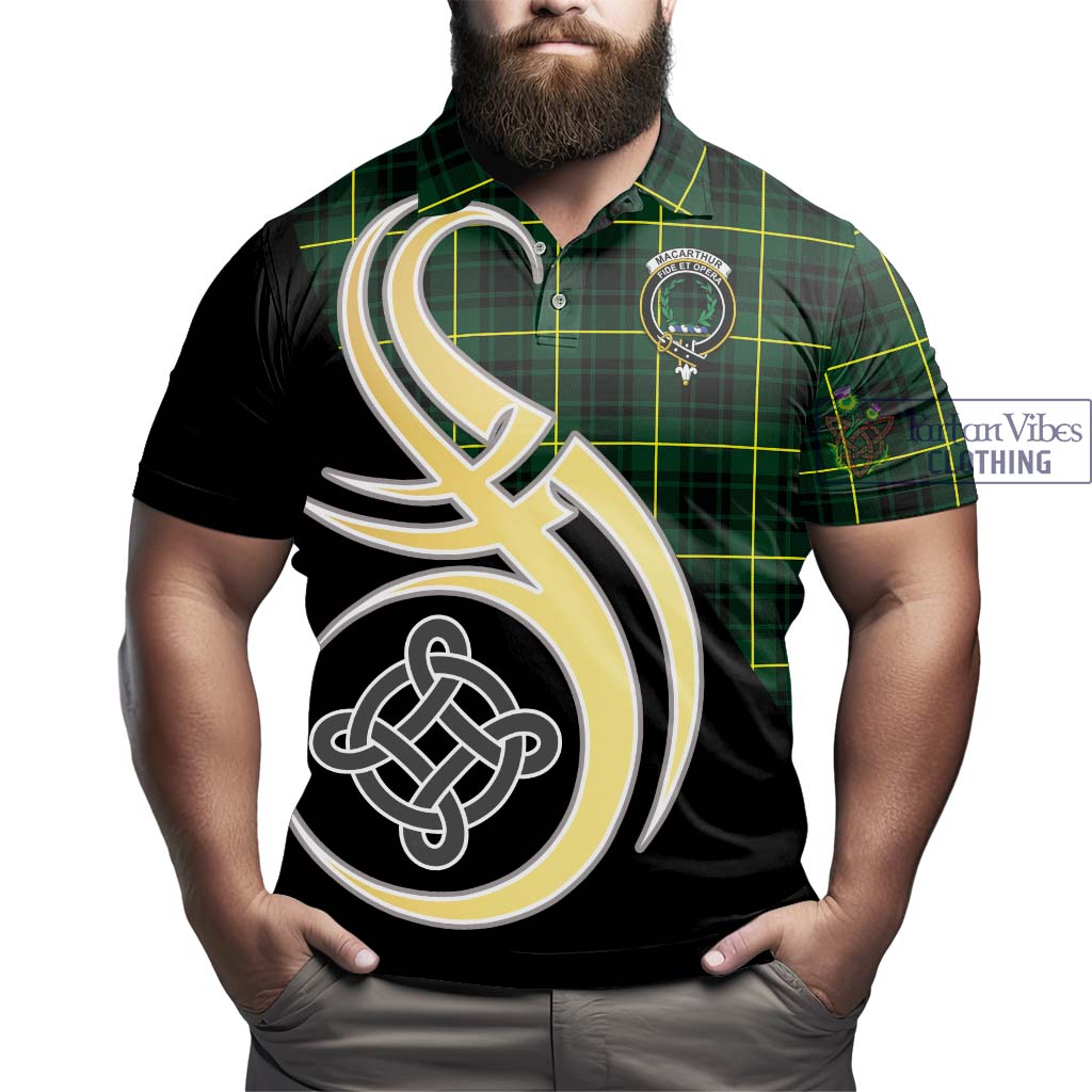 MacArthur Modern Tartan Polo Shirt with Family Crest and Celtic Symbol Style - Tartan Vibes Clothing