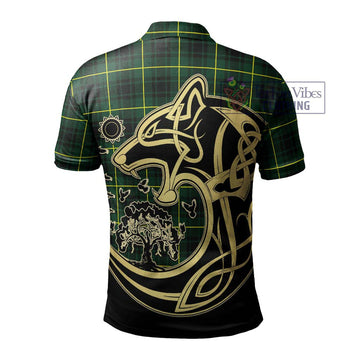 MacArthur Modern Tartan Polo Shirt with Family Crest Celtic Wolf Style