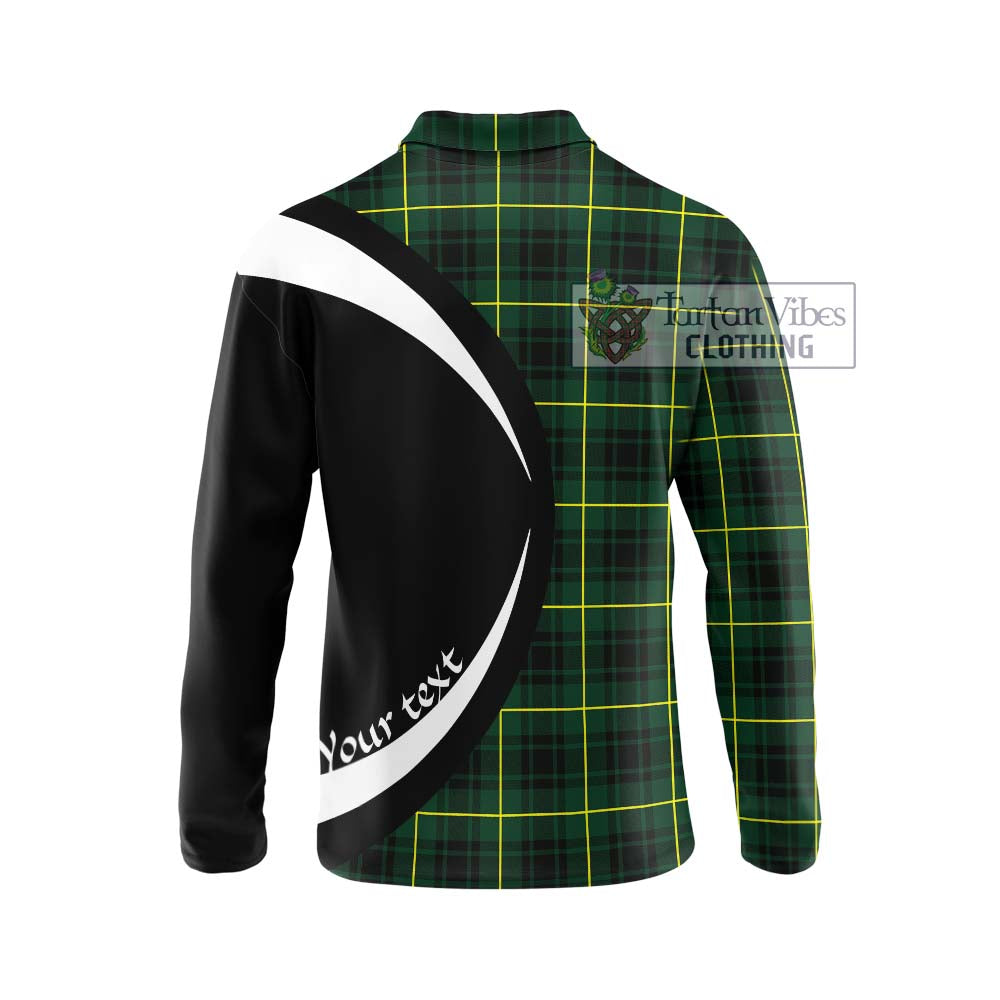 MacArthur Modern Tartan Long Sleeve Polo Shirt with Family Crest Circle Style - Tartan Vibes Clothing