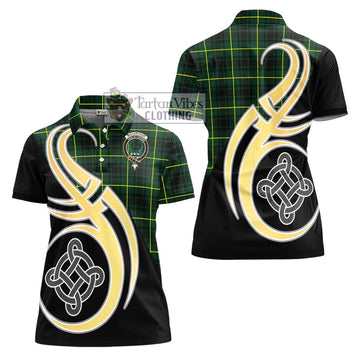 MacArthur Modern Tartan Women's Polo Shirt with Family Crest and Celtic Symbol Style