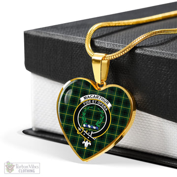 MacArthur Modern Tartan Heart Necklace with Family Crest