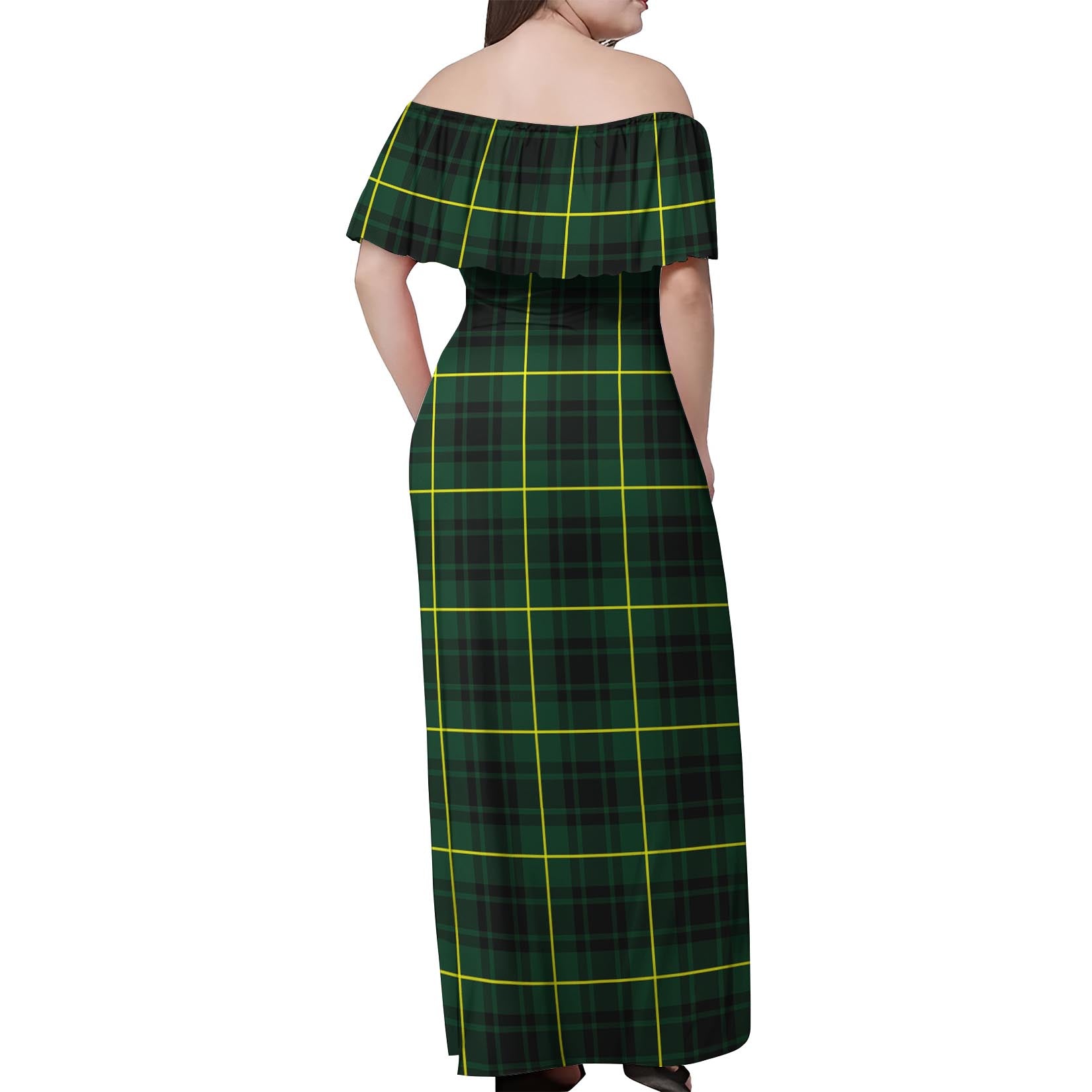 MacArthur Modern Tartan Off Shoulder Long Dress - Tartanvibesclothing