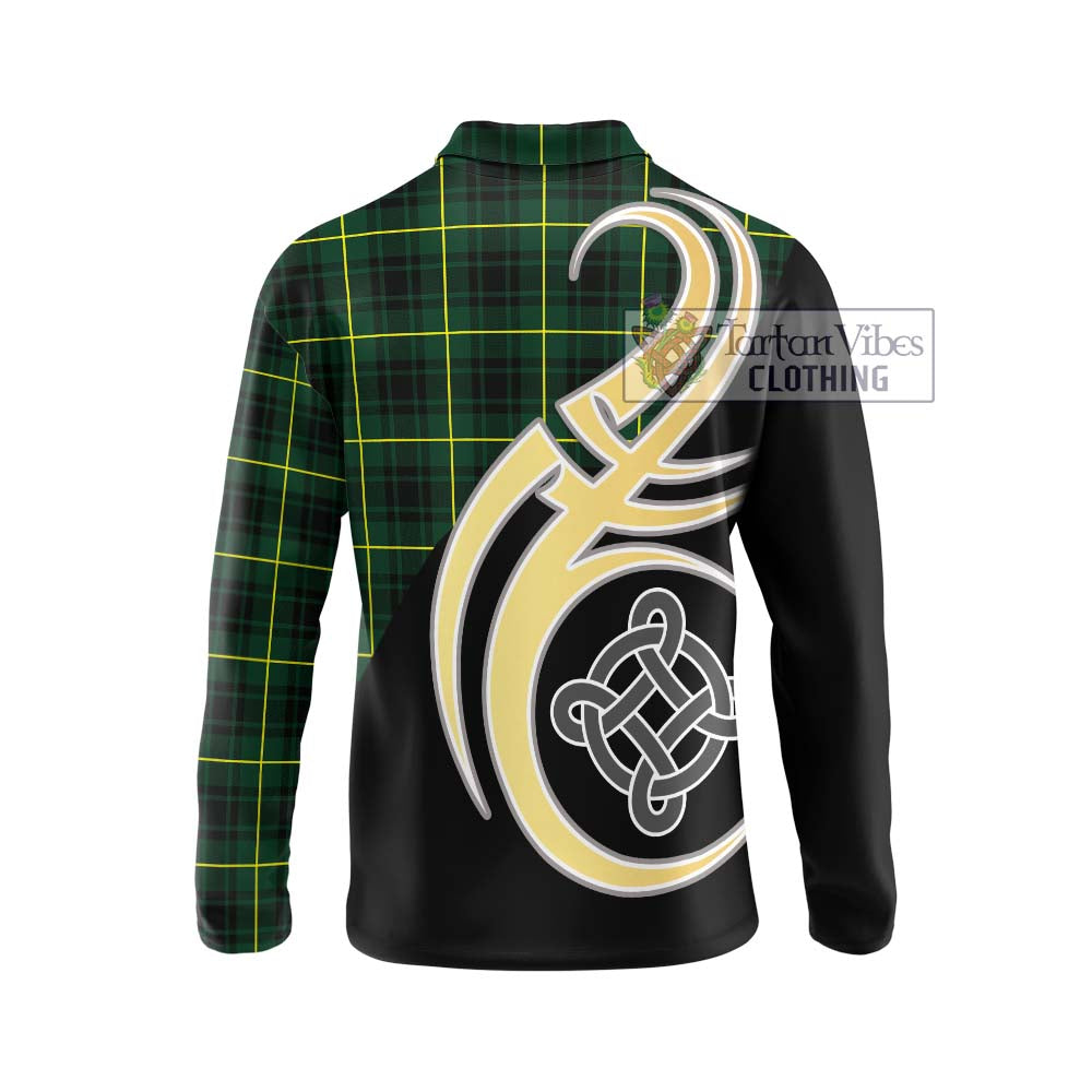 MacArthur Modern Tartan Long Sleeve Polo Shirt with Family Crest and Celtic Symbol Style - Tartan Vibes Clothing