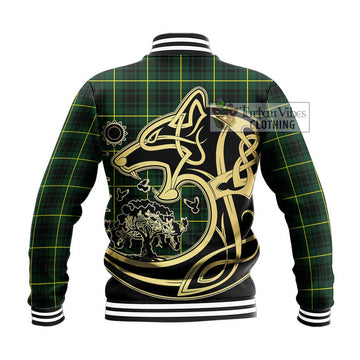 MacArthur Modern Tartan Baseball Jacket with Family Crest Celtic Wolf Style